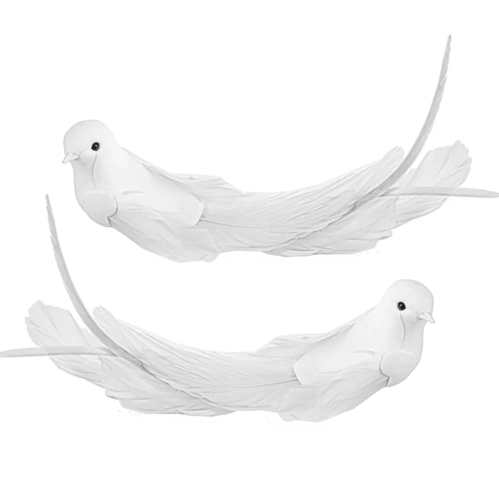 Christmas Forever BIRD WHITE 9″ W/CLIP 2/S