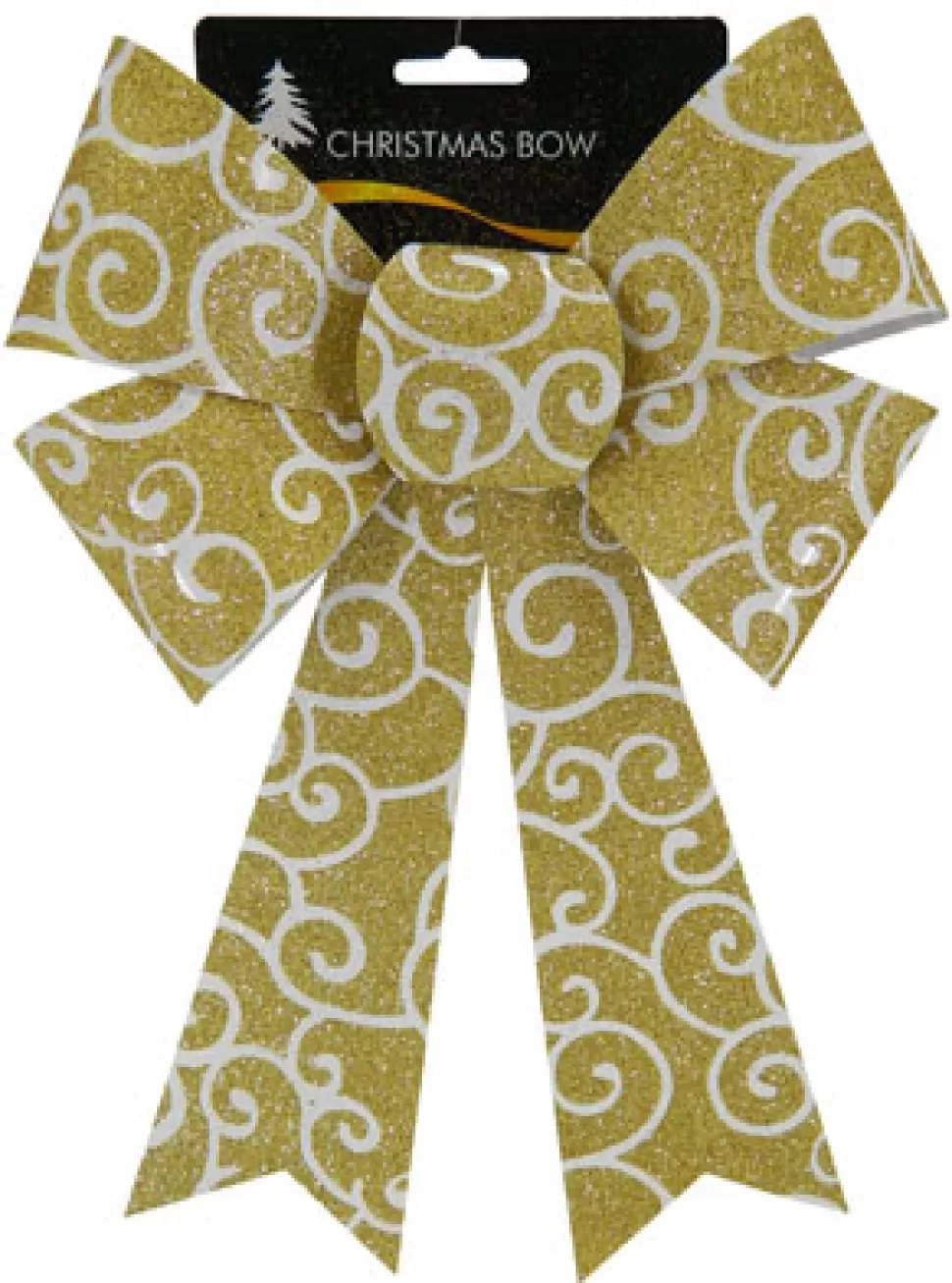 Christmas Forever BOW GOLD/ WHITE GLITTER 8″ X 12″ SWIRL PATTERN