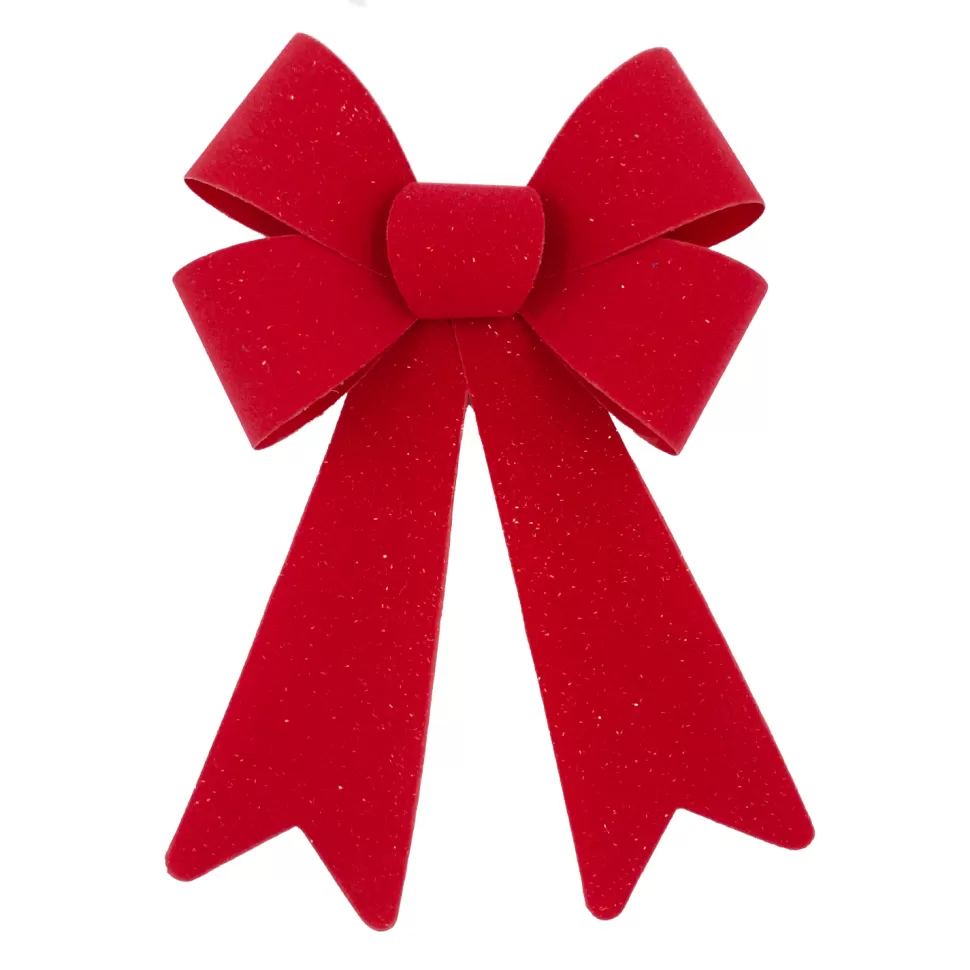 Christmas Forever BOW RED VELVET W/ SPARKLE 6″x10″ PRE FORMED PVC