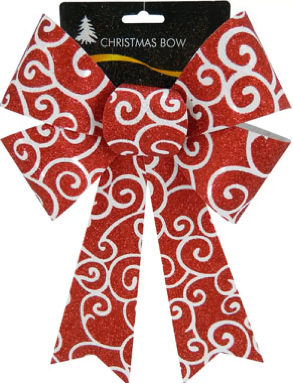 Christmas Forever BOW RED/ WHITE GLITTER 8″ X 12″ SWIRL PATTERN
