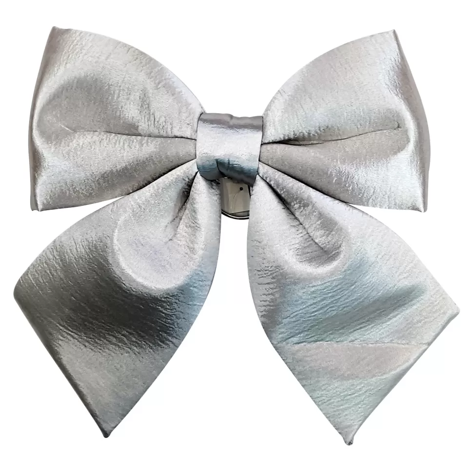 Christmas Forever BOW SPONGE/FABRIC 13″ SILVER