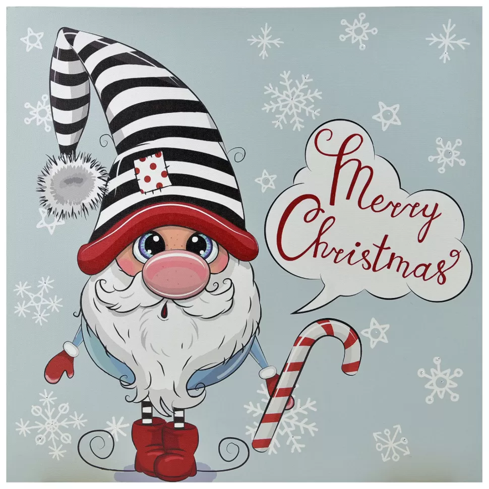 Christmas Forever CANVAS 16″X16″ 30 FIBERS GNOME W/ CANDY CANE (TMR)