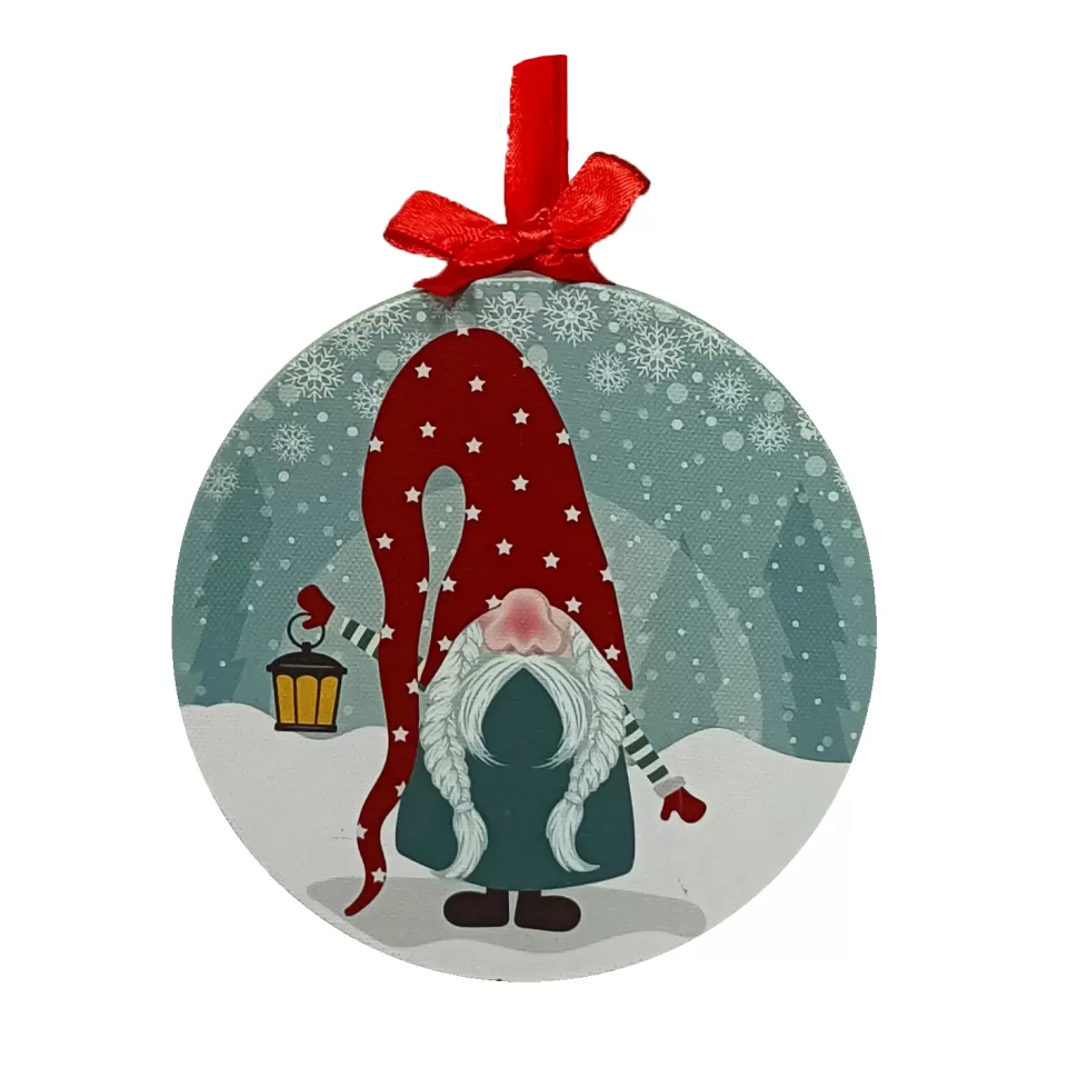 Christmas Forever CANVAS 5″X5″ 1 LED GNOMW W/ LANTERN