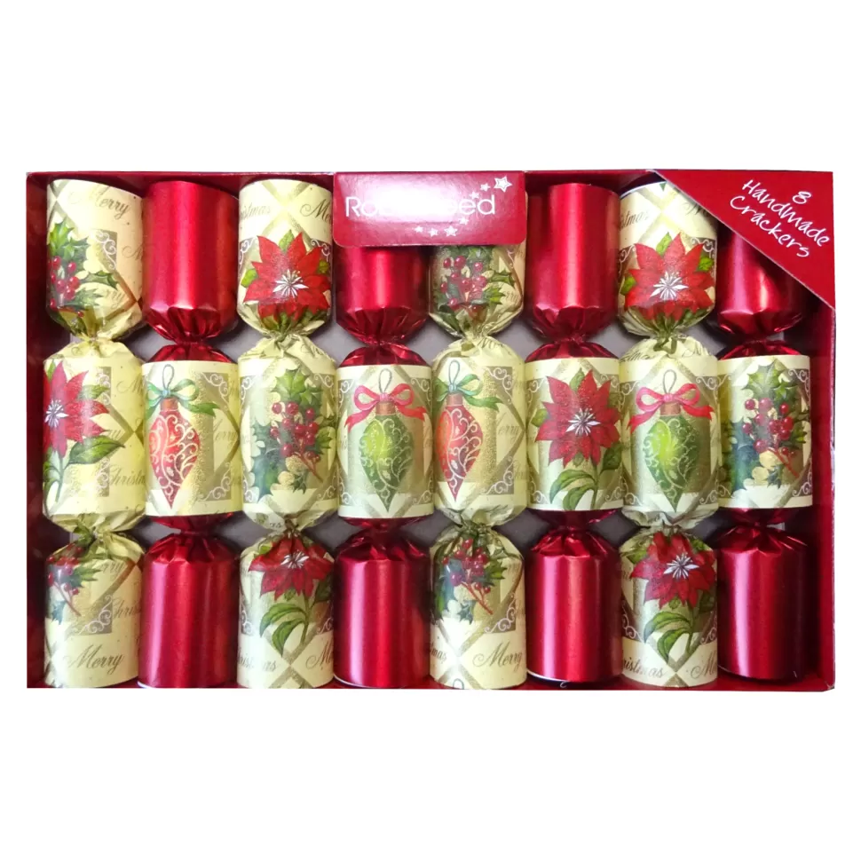 Christmas Forever CHRISTMAS CRACKER DLX 8PCX8.5″ POINSETTIA W/ NOVELTY INSIDE