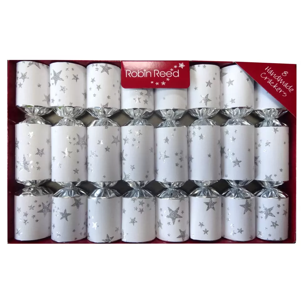 Christmas Forever CHRISTMAS CRACKER DLX 8PCX8.5″ SILVER STARS W/ NOVELTY INSIDE