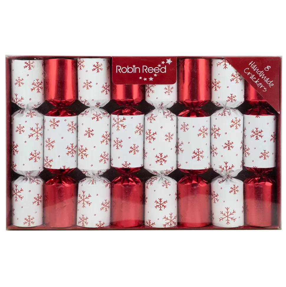 Christmas Forever CHRISTMAS CRACKER DLX 8PCX8.5″ WHITE W/ RED SNOWFLAKE PRINT