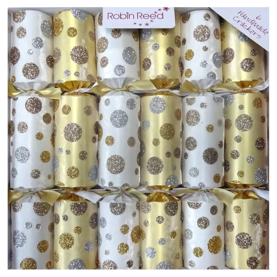 Christmas Forever CHRISTMAS CRACKER PREMIUM 6PCX12″ SNOWFLAKES WHT/GLD W/ PICCADILLY GIFT INSIDE