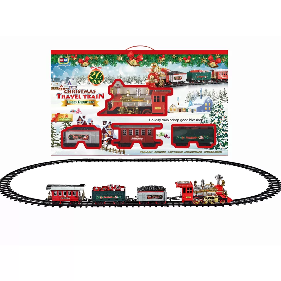 Christmas Forever CHRISTMAS TRAIN SET W/MOVEMENT, MUSIC & LIGHTS 20PCS – B/O 64″x37″