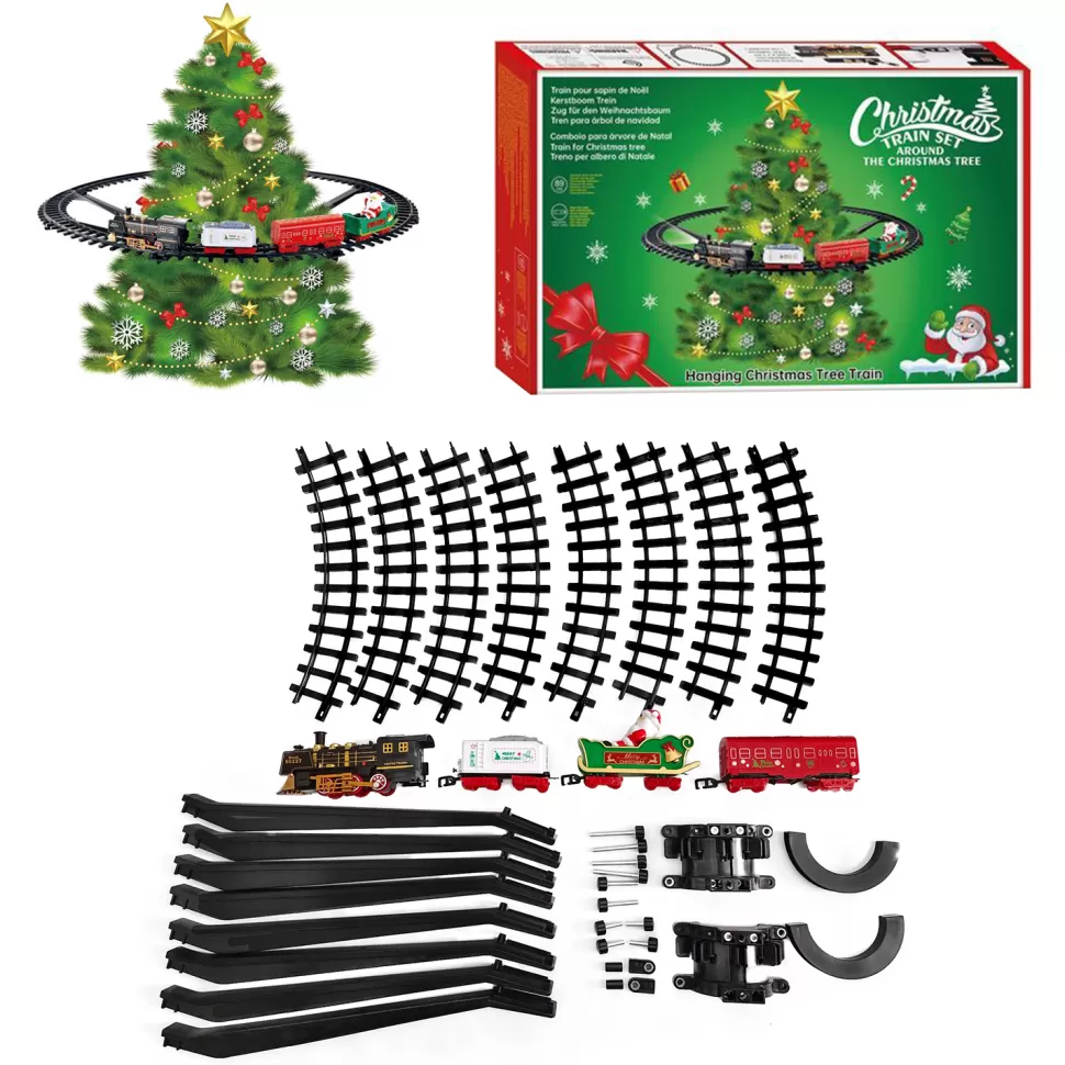 Christmas Forever CHRISTMAS TRAIN SET W/MOVEMENT, MUSIC, LIGHTS & SOUND 38PCS – B/O 35″x35″