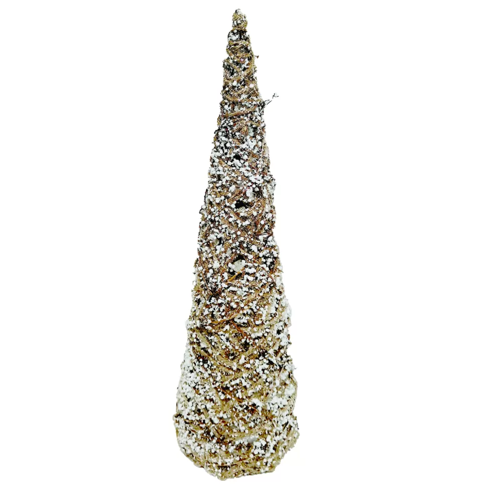 Christmas Forever CONE TREE NATURAL ROPE 15.5″ SNOW FROSTING