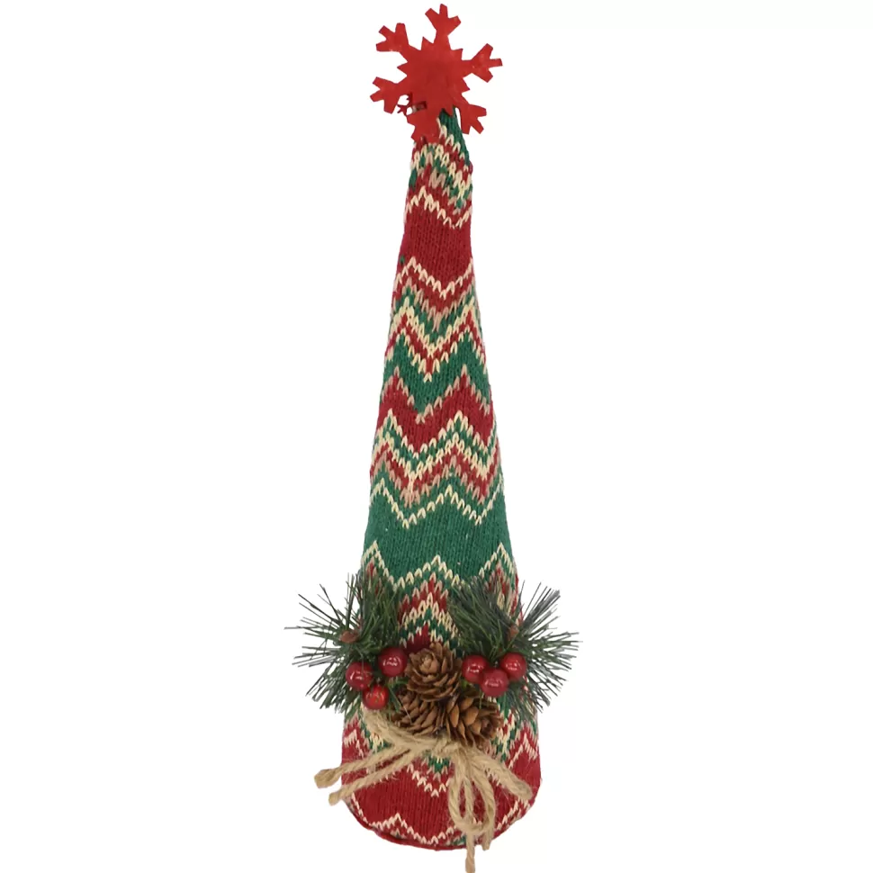 Christmas Forever CONE TREE PLUSH 11″ W/ SNOWFLAKE, BERRIES & NEEDLE PINE RED/GREEN