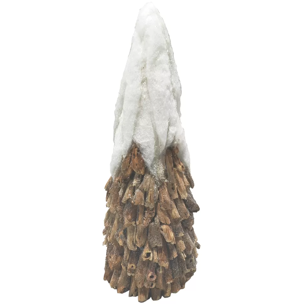 Christmas Forever CONE TREE SNOW/ RATTAN 13″ NATURAL/BIRCH LOOK