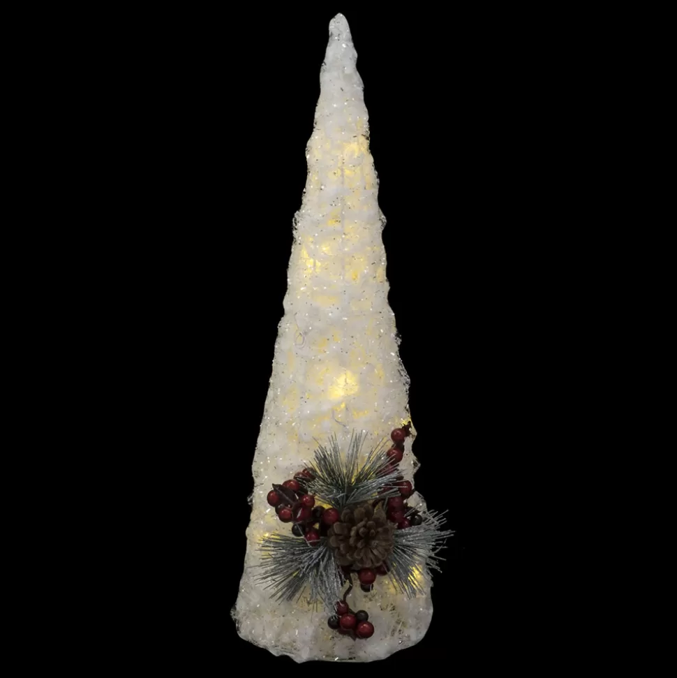 Christmas Forever CONE TREE WHITE 16″ LED W/ PINE CONES & BERRY