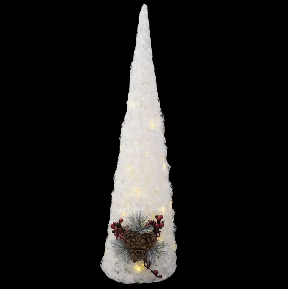 Christmas Forever CONE TREE WHITE 23.5″ LED W/ PINE CONE & BERRY