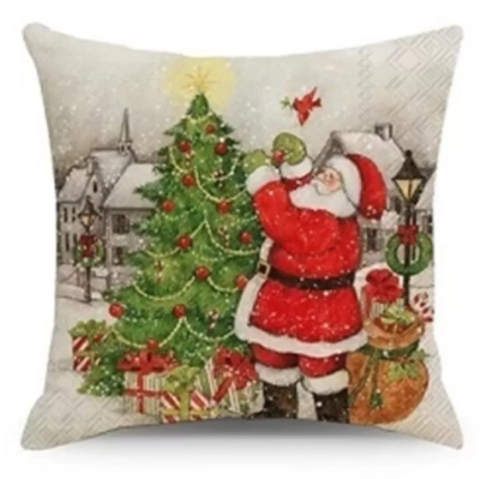 Christmas Forever CUSHION DECORATIVE 16″x16″ SANTA SCENE