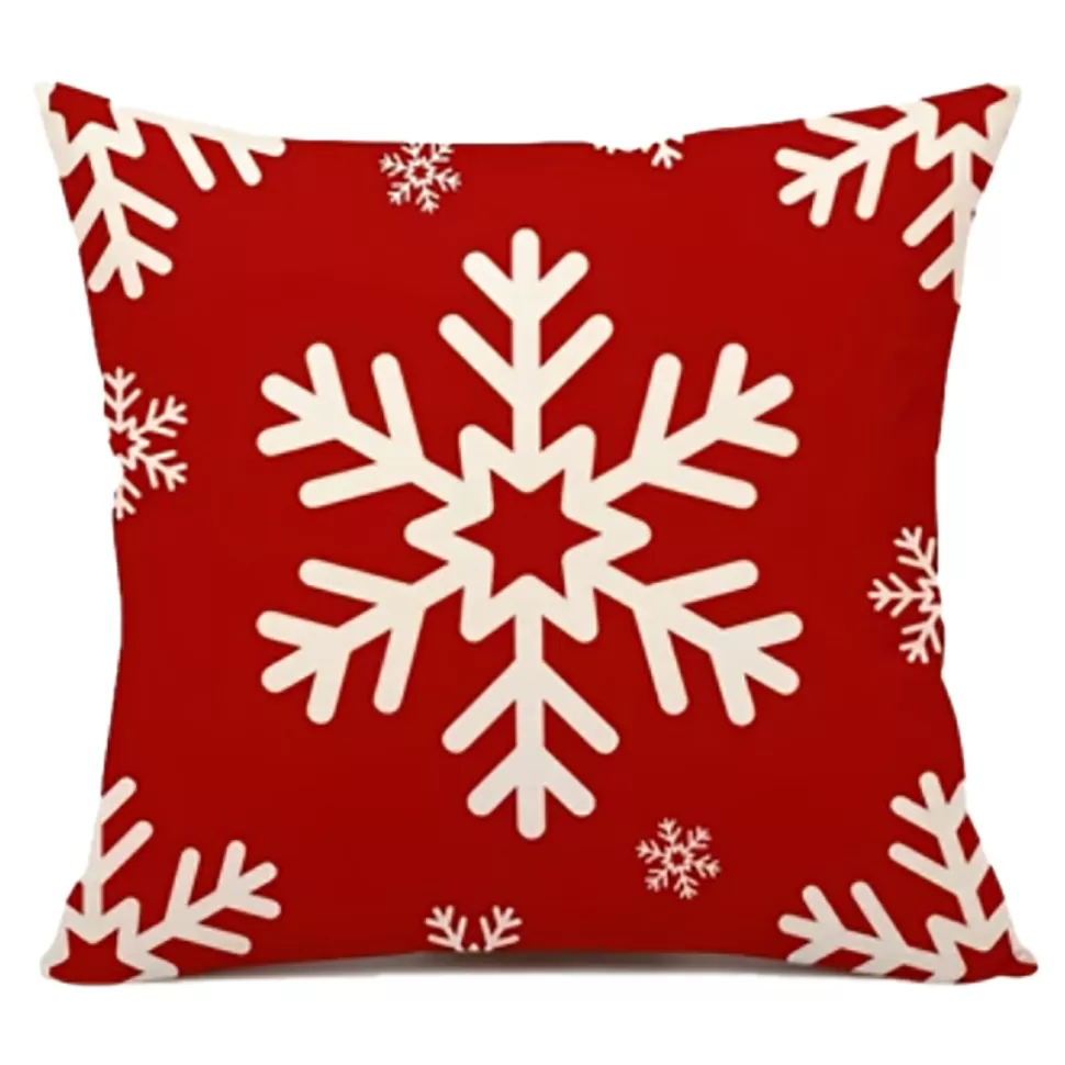 Christmas Forever CUSHION DECORATIVE 16″x16″ SNOWFLAKE RED/WHITE