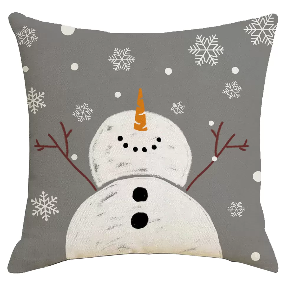 Christmas Forever CUSHION DECORATIVE 16″x16″ SNOWMAN IVORY/GRAY