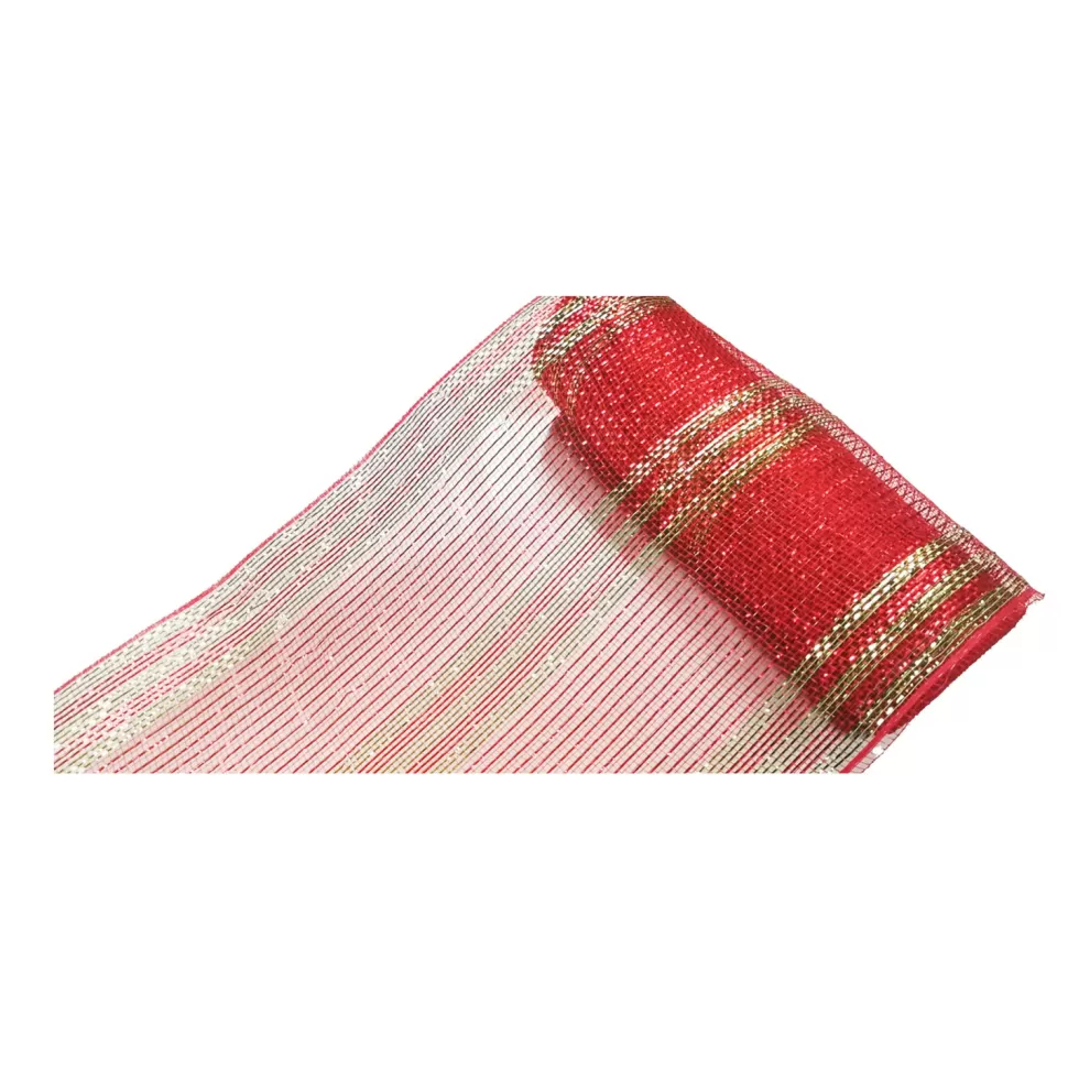 Christmas Forever DECOR MESH 10.5″ X 10 YDS RED/LIME GREEN STRIPES