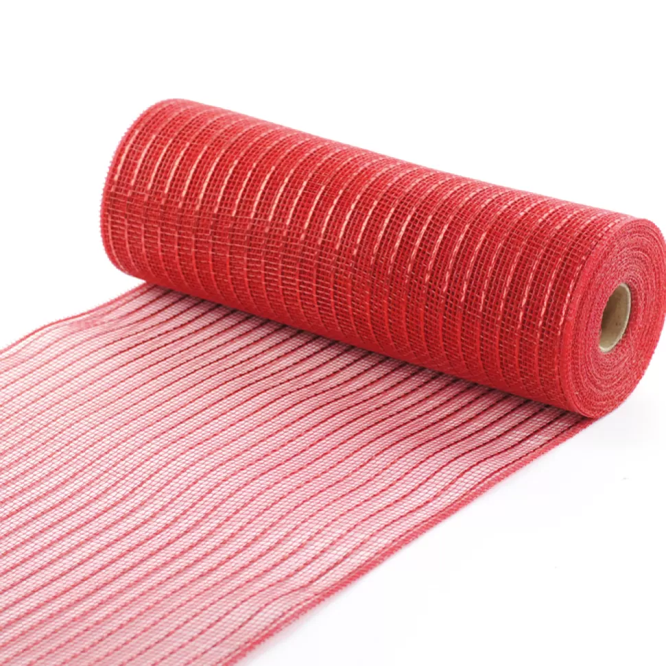 Christmas Forever DECOR MESH 10.5″x10 YDS SM RED/MATT RED LINES