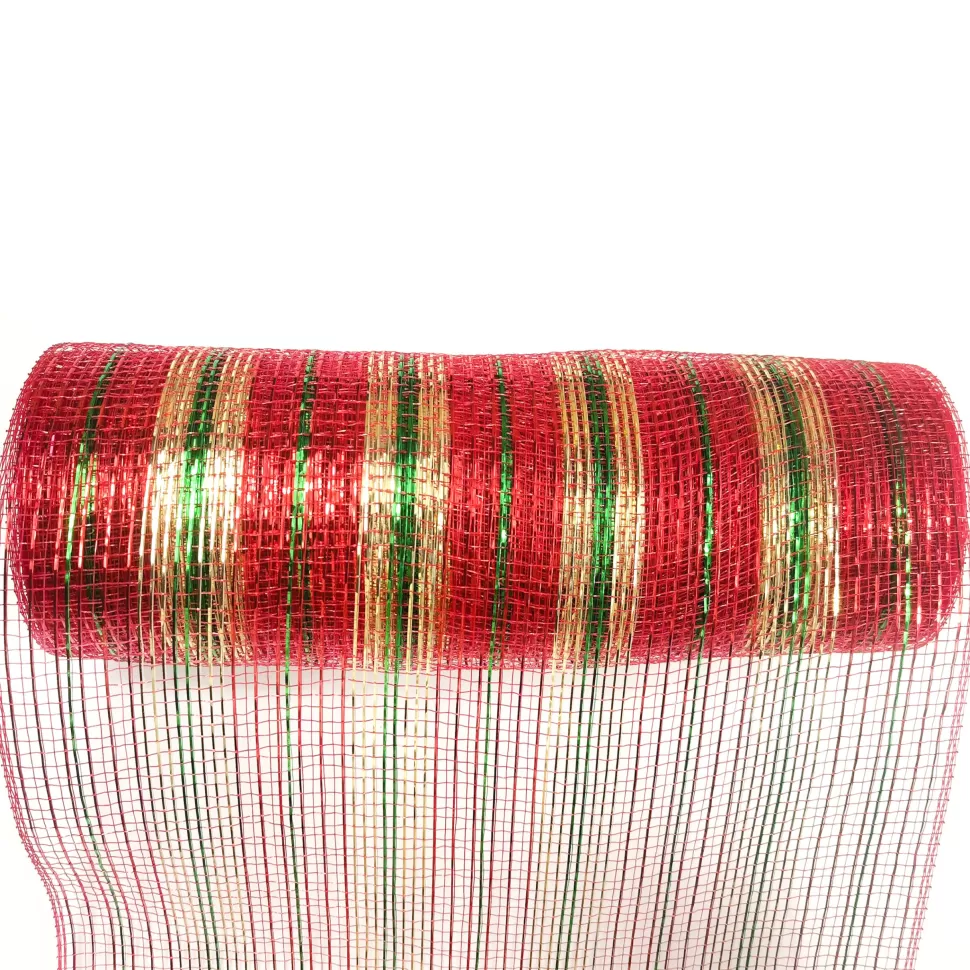 Christmas Forever DECOR MESH 10” X 10 YDS RED EMERLAD CHAMPAGNE