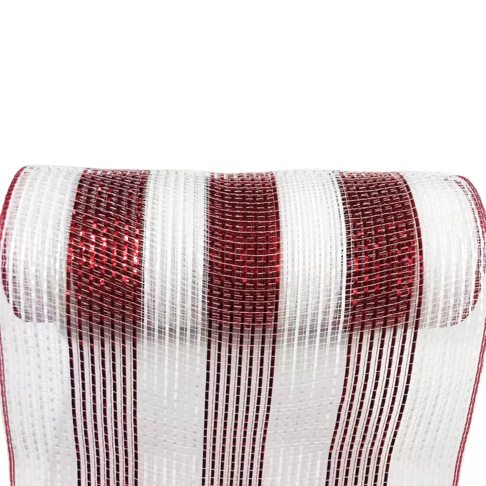 Christmas Forever DECOR MESH 10”X10 YDS LN RED WHITE WITH RED WHITE METALLIC