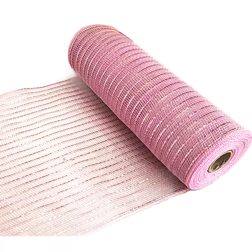 Christmas Forever DECOR MESH 10x10 YDS SM PINK W/ PINK METALLIC