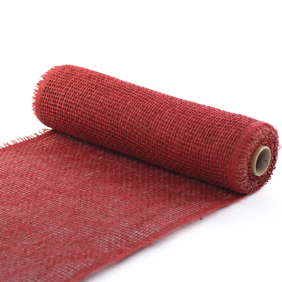 Christmas Forever DECOR MESH 12″ X 5 YDS RED CRANBERRY BURLAP LOOK