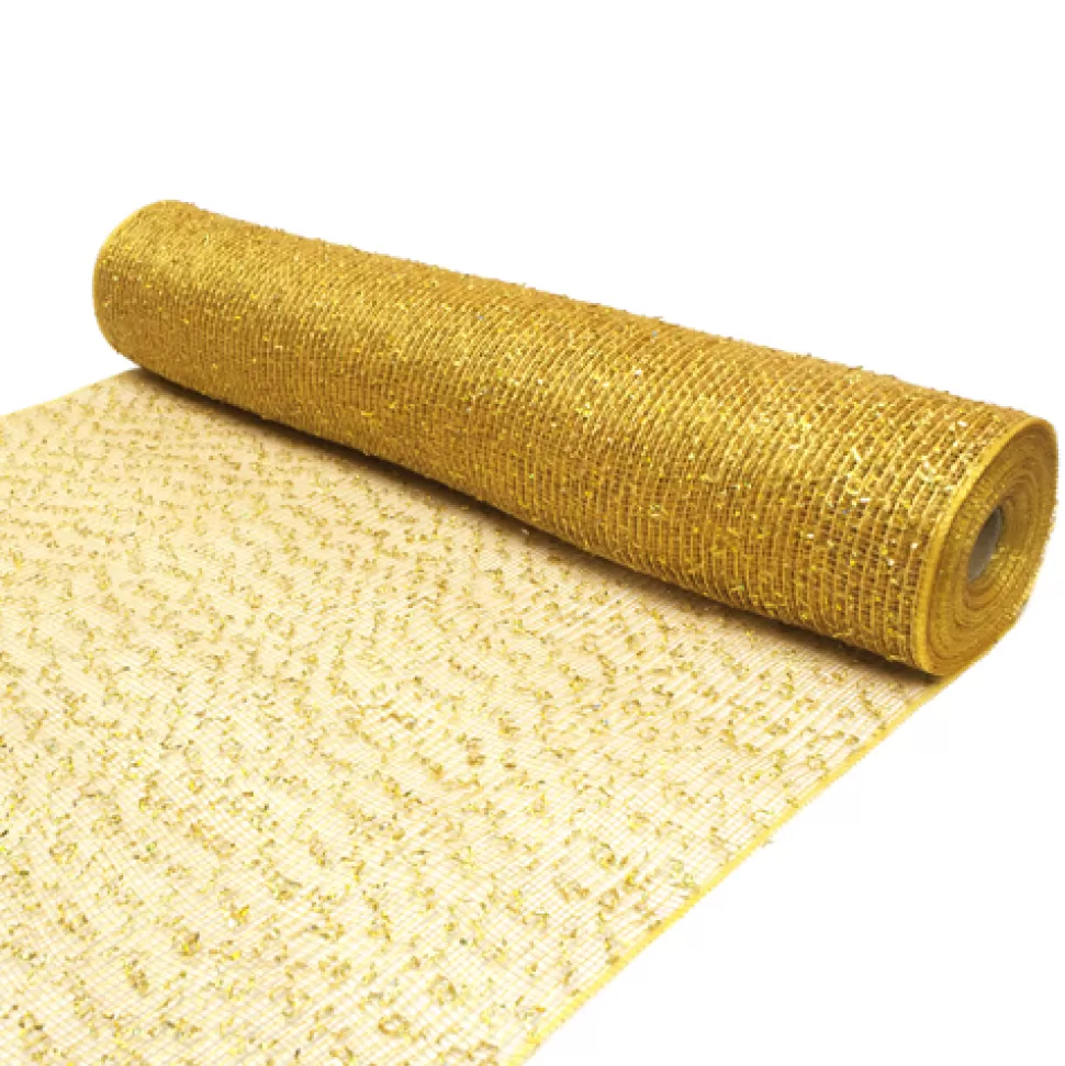 Christmas Forever DECOR MESH 21″ X 10 YDS GOLD SPRINKLE TINSEL