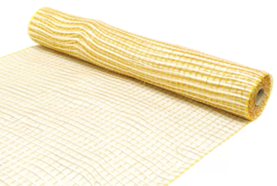 Christmas Forever DECOR MESH 21″ X 10 YDS GOLD/ WHITE WEAVE