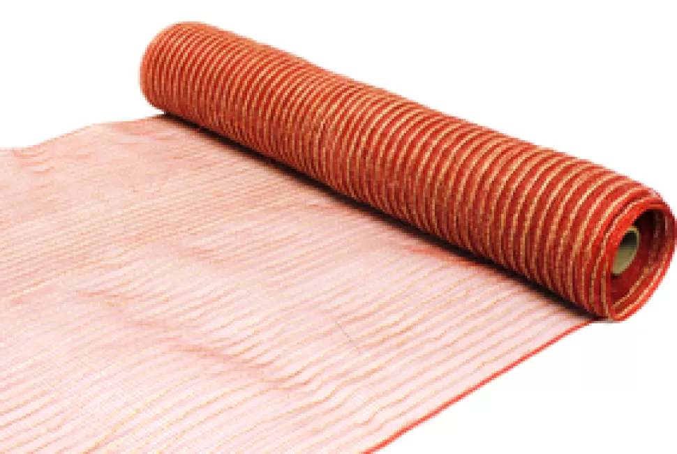 Christmas Forever DECOR MESH 21″ X 10 YDS RED W/NATURAL JUTE