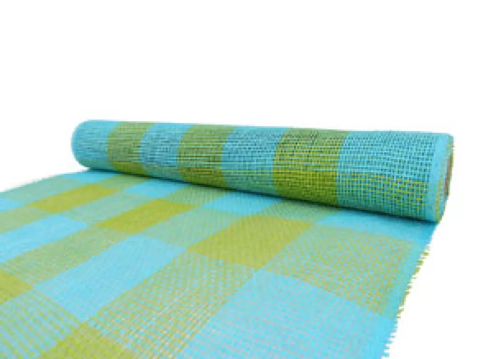 Christmas Forever DECOR MESH 21″ X 5 YDS BLUE/ GREEN BURLAP LOOK