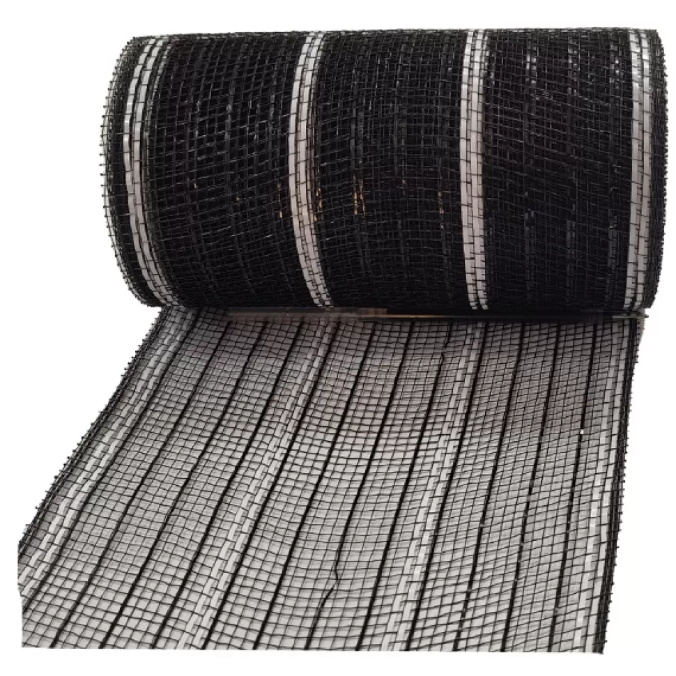 Christmas Forever DECOR MESH 6”x10 YDS. BLACK W/ BLACK & WHITE METALLIC