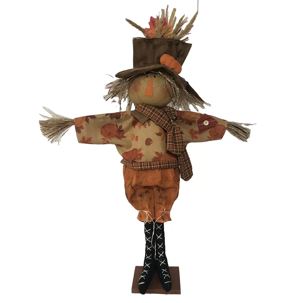 Christmas Forever FALL SCARECROW HUSK BOY STANDING ON BASE 33.5″ ORANGE/MULTI