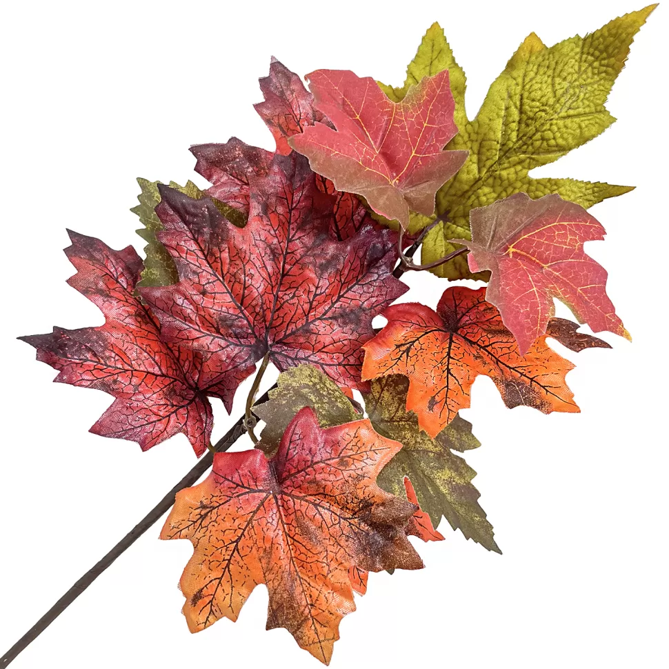 Christmas Forever FALL SPRAY 16″ MAPLE LEAF ORANGE/MULTI