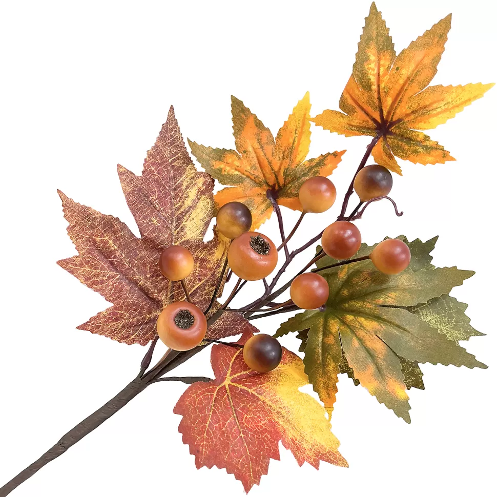 Christmas Forever FALL SPRAY 16″ MAPLE LEAF/BERRY ORANGE/MULTI