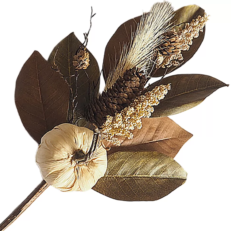 Christmas Forever FALL SPRAY 20″ HEMP PUMPKIN/PINECONE W/ MAGNOLIA LEAF NATURAL
