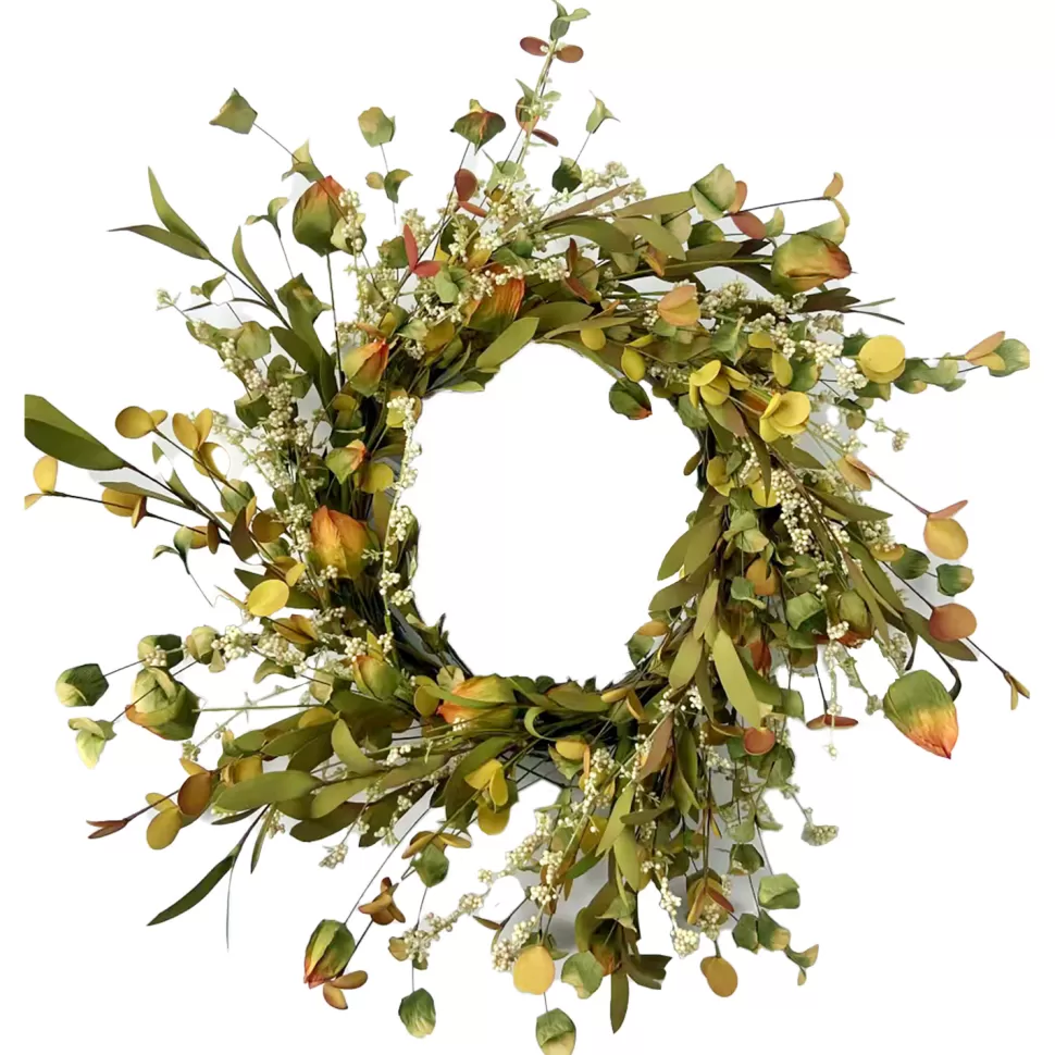 Christmas Forever FALL WREATH MIXED LEAF W/ MINI CLUSTER BERRIES 21.5″ GREEN/MULTI