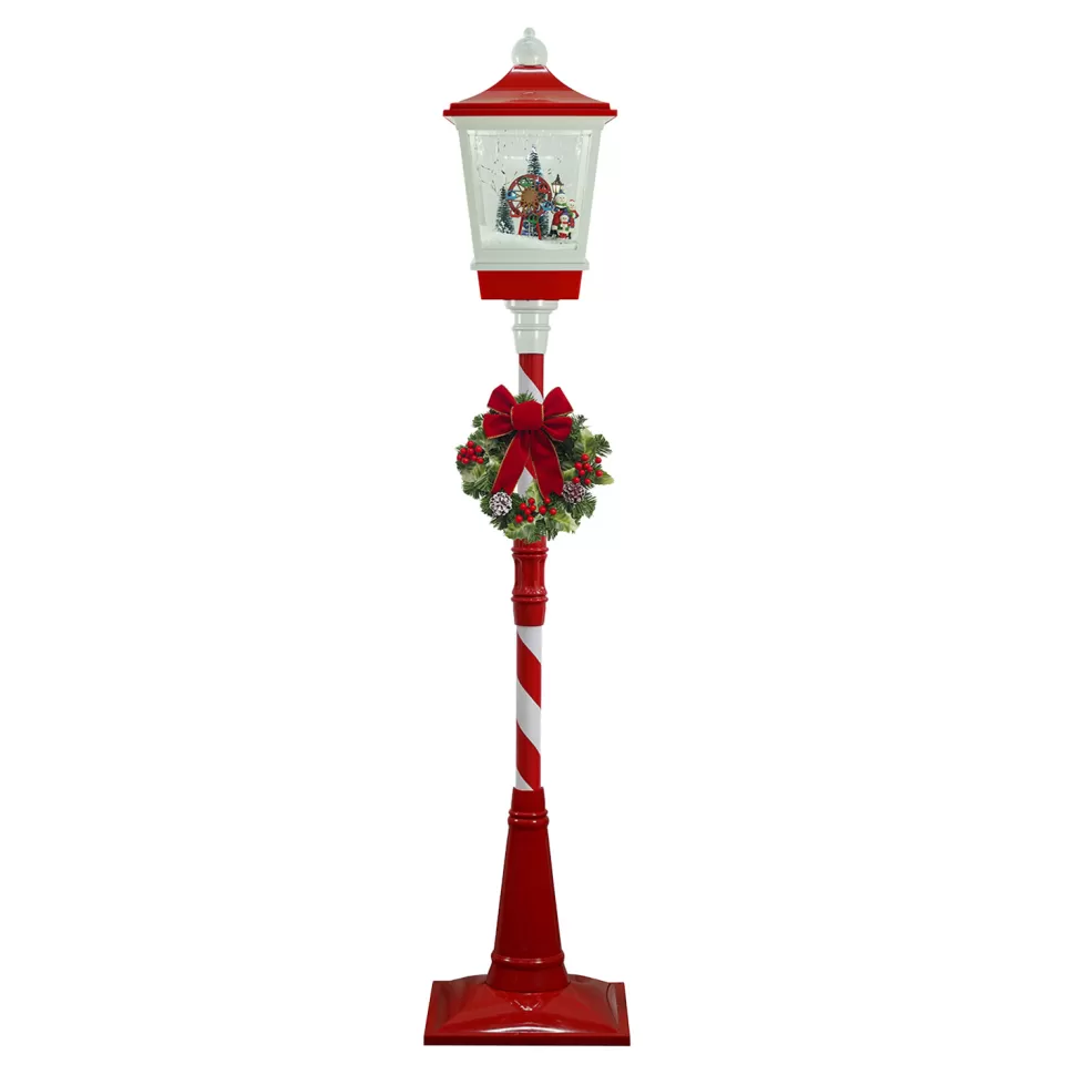 Christmas Forever FLOOR LANTERN WITH MOVING SKYWHEEL & SNOWMAN SNOWING SCENE 72″ W/MUSIC