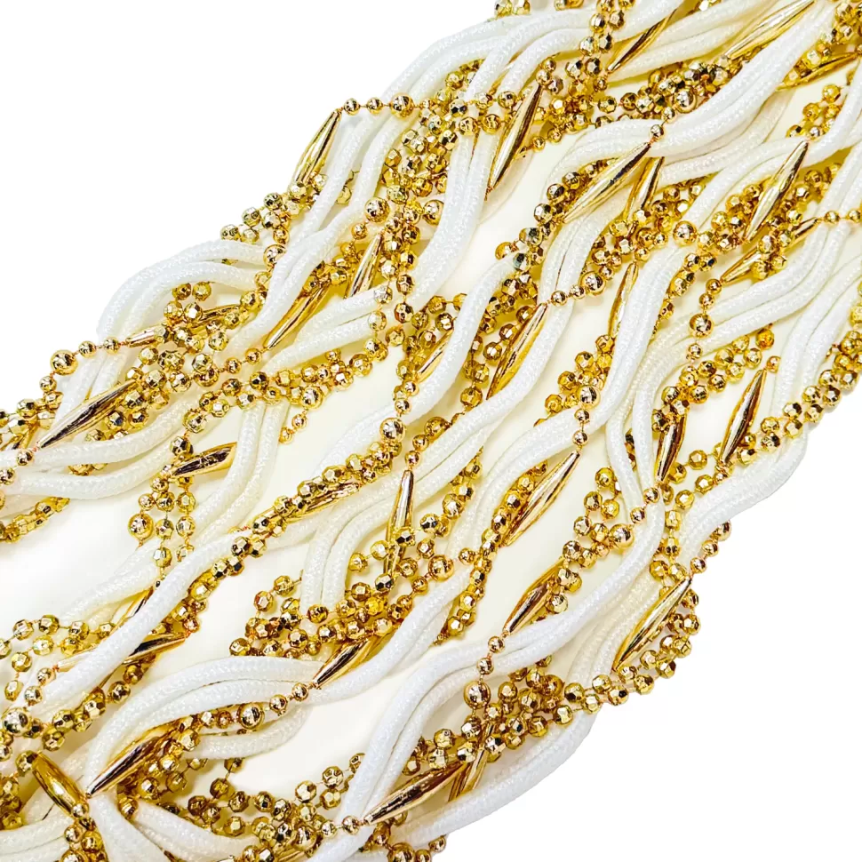 Christmas Forever GARLAND 5S-TWISTED 108″/9FT (2.7M) ROSE GOLD/ WHITE BEAD & STAND