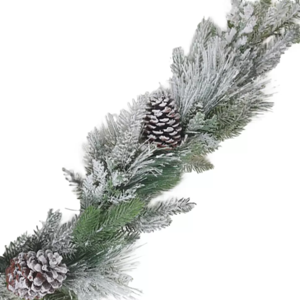 Christmas Forever GARLAND PINE 59″ FLOCKED MIXED PINE W/ PINE CONES