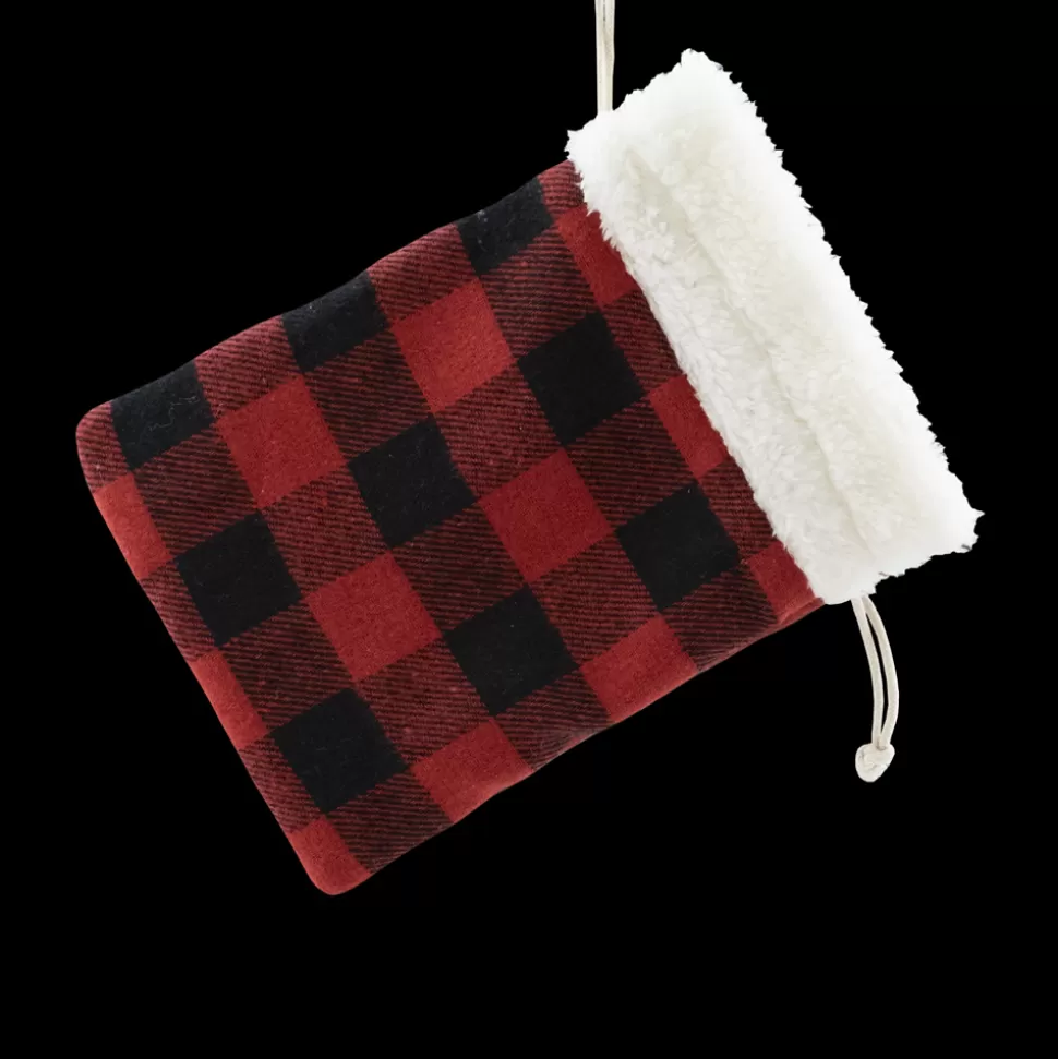 Christmas Forever GIFT SACK RED/ BLACK PLAID 6″ X 8″ SHERPA CUFF