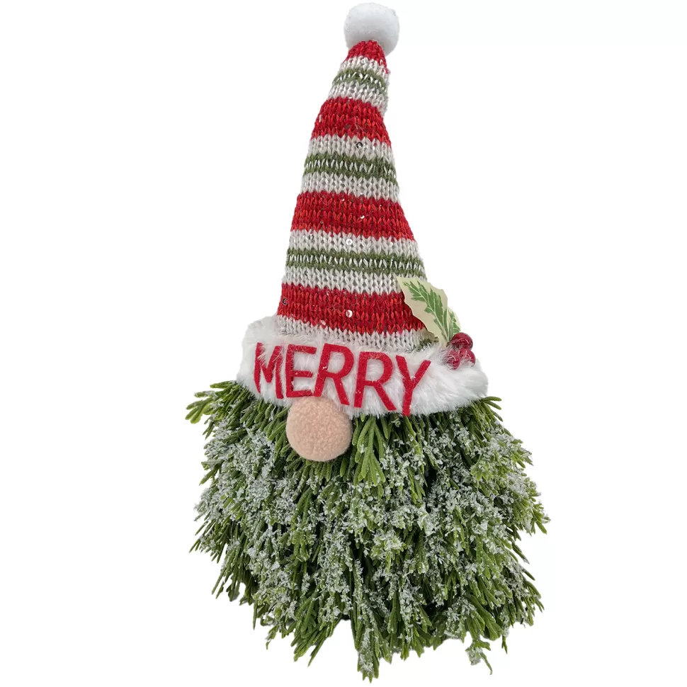 Christmas Forever GNOME PINE BODY | FABRIC HAT RED/GREEN 6.5″x10″ FROSTED