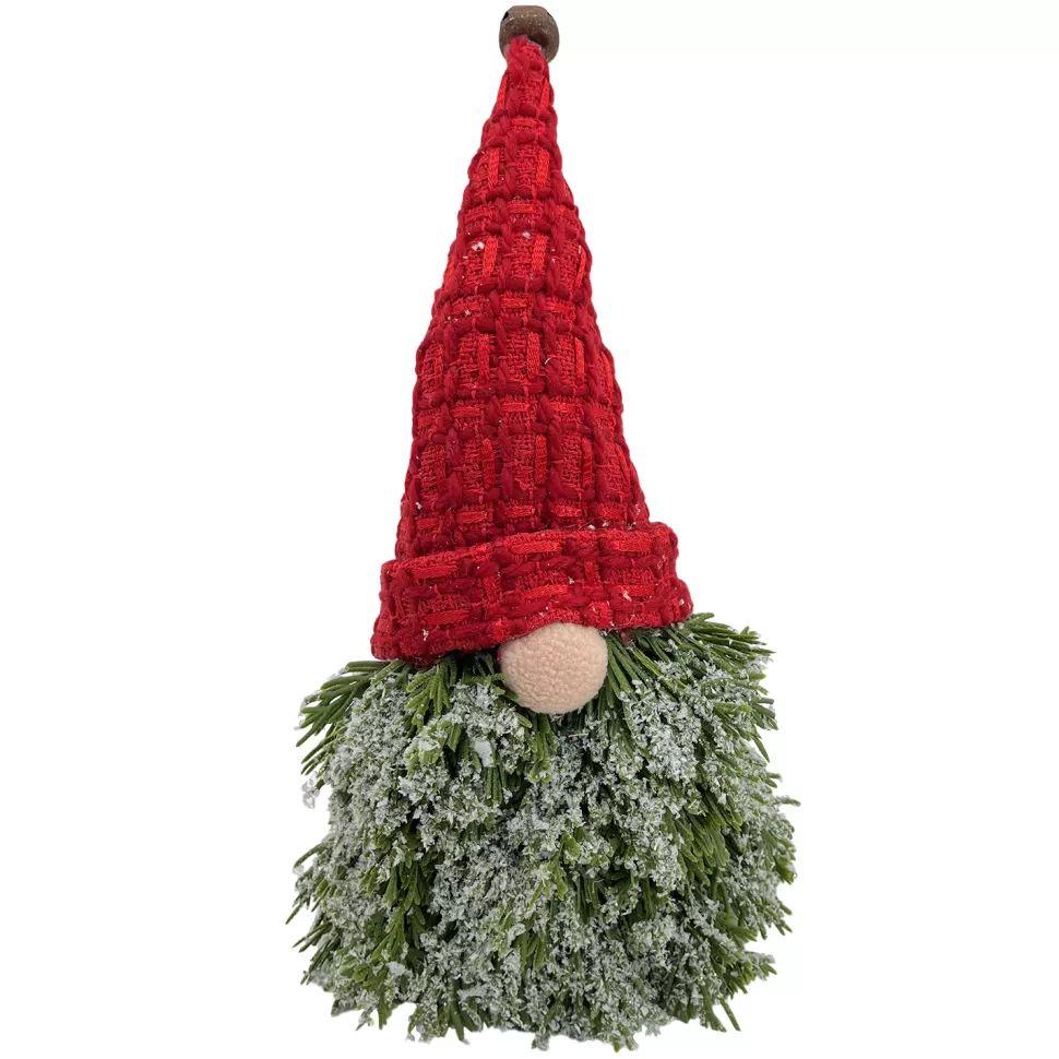Christmas Forever GNOME PINE BODY | FABRIC HAT RED/GREEN 6.5″x10″ FROSTED