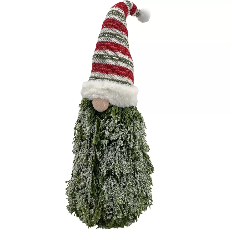 Christmas Forever GNOME PINE BODY | FABRIC HAT RED/GREEN 8″x18.5″ FROSTED