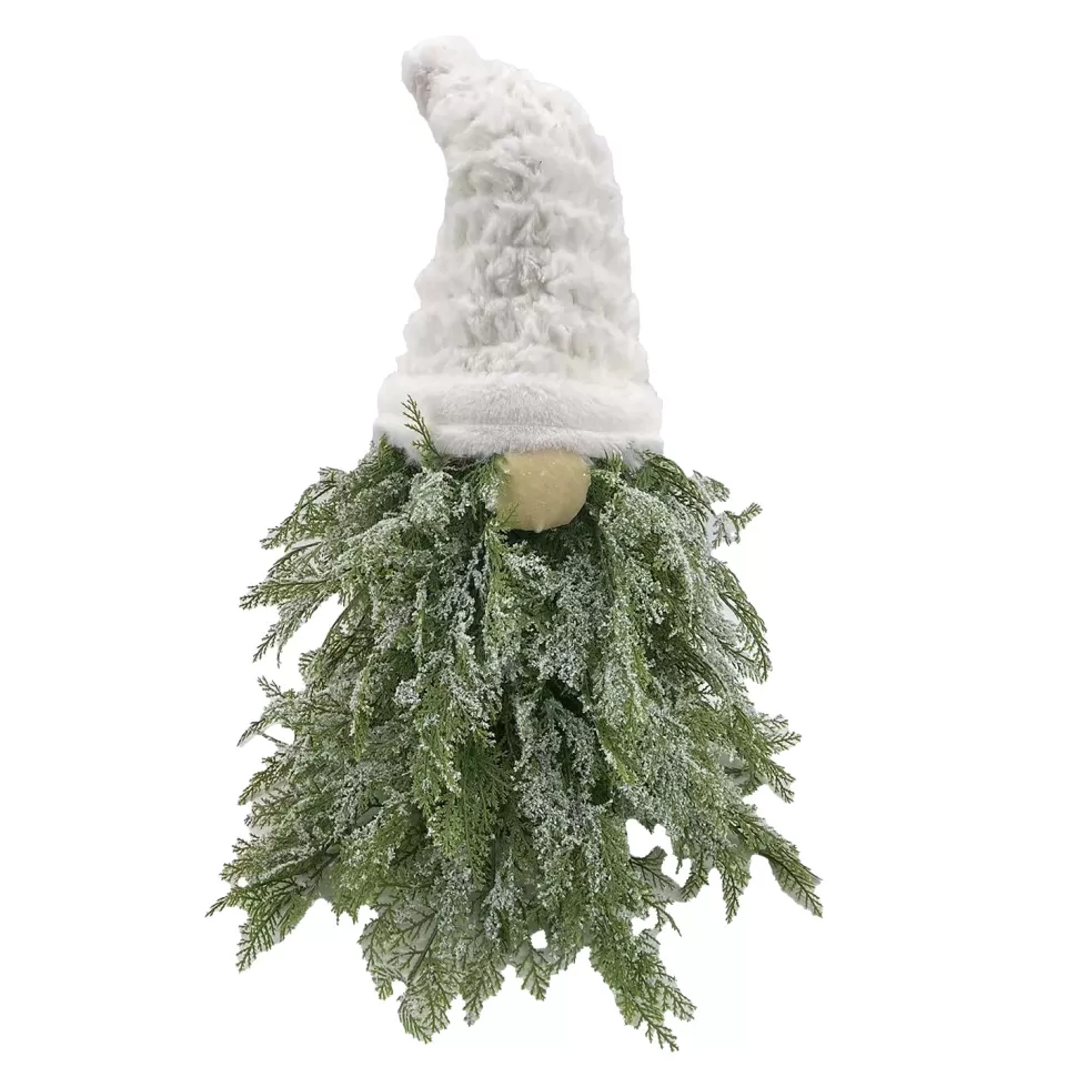 Christmas Forever GNOME PINE BODY | FUR HAT GREEN/NATURAL 15.5″x19.5″ FROSTED