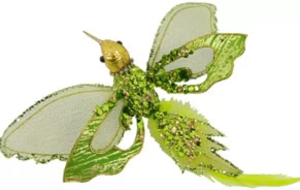 Christmas Forever HUMMING BIRD GREEN CHARTRUSE 8″ W/GLITTER & CLIP