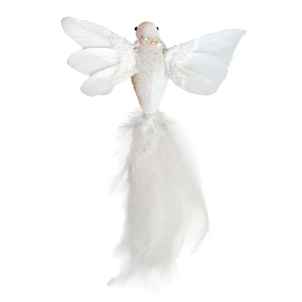 Christmas Forever HUMMING BIRD WHITE 6″X 4″ W/ GLITTER & CLIP