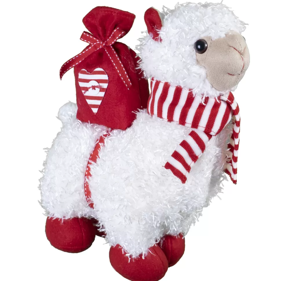 Christmas Forever LAMA PLUSH 11″ STANDING WHITE/RED W/GIFT BOX & SCARF