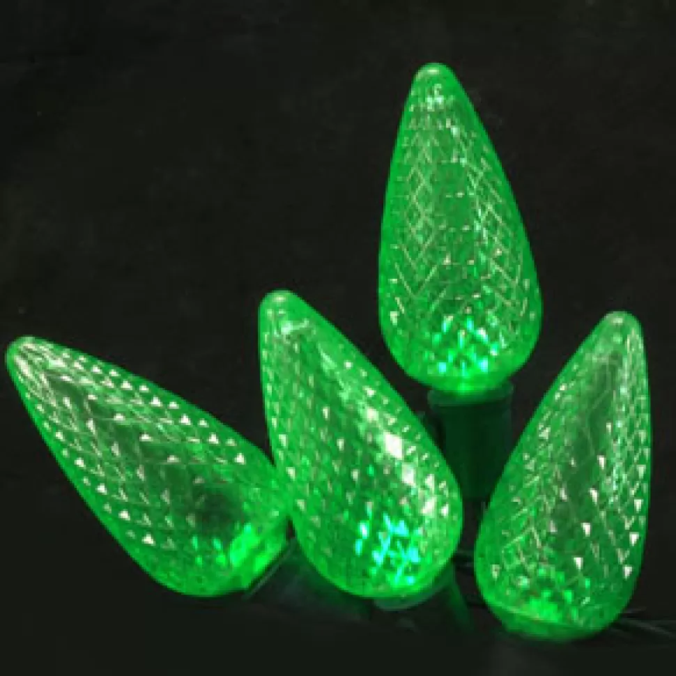 Christmas Forever LIGHT LED O/D C9 FACETED 25L PURE GREEN