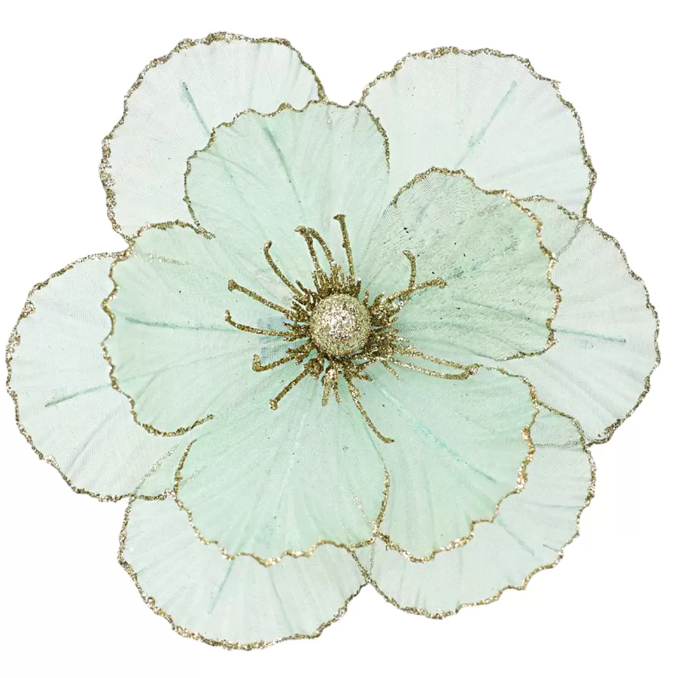 Christmas Forever MAGNOLIA HEAD GREEN MINT 10.5″ SHEER W/ CLIP
